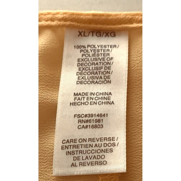 Embroidered Sheer Floral Tunic Pockets Tie at Neck Lantern Sleeves XL Yellow - Picture 6 of 10